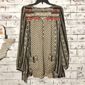 XS Free People Tribal Embellished Blouse